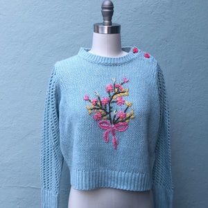 Blue LoveShackFancy Rosie Sweater